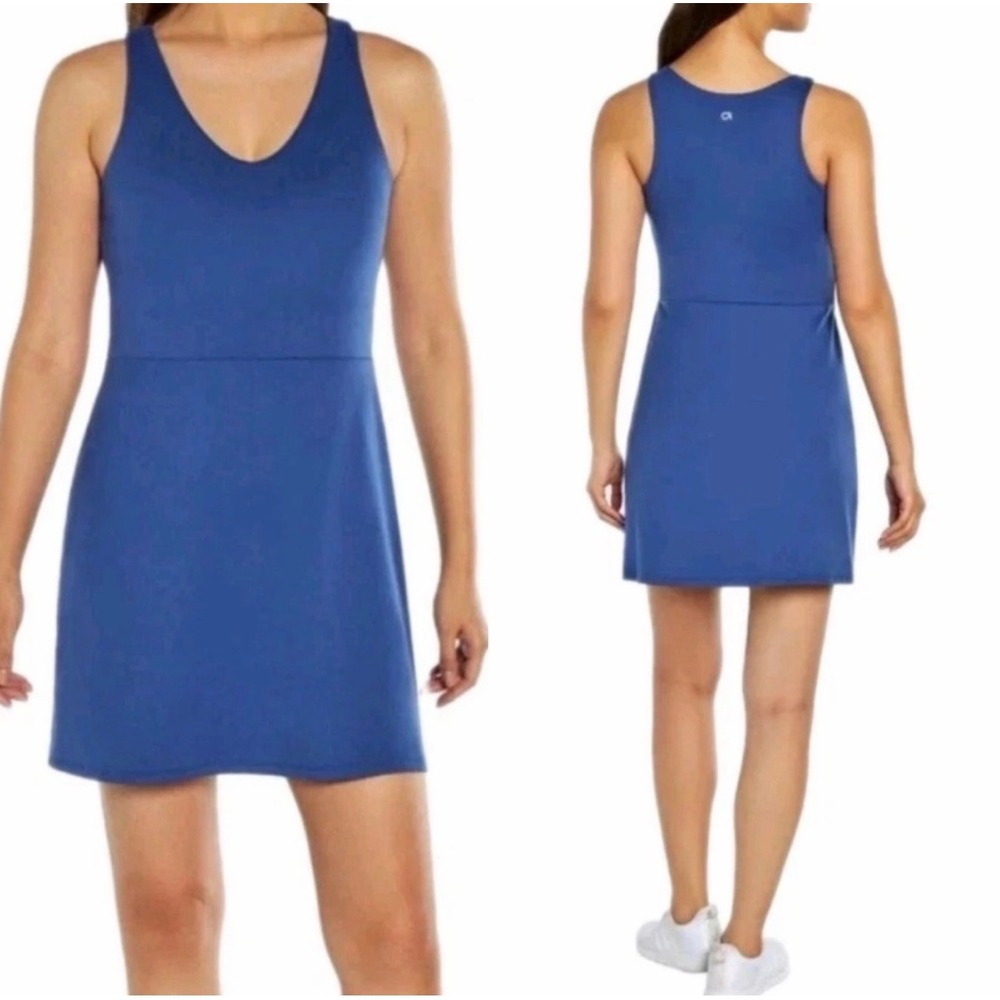 GapFit Womens‎ Blue V-Neck Racerback Active Exercise Tennis Dress Built-In Bra
